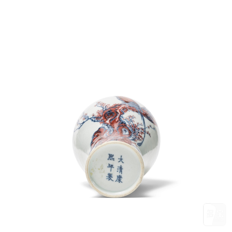 清 十九世紀 青花釉裏紅花鳥圖梅瓶 | PETIT VASE EN PORCELAINE BLEU BLANC ET ROUGE DE CUIVRE, MEIPING - 图2